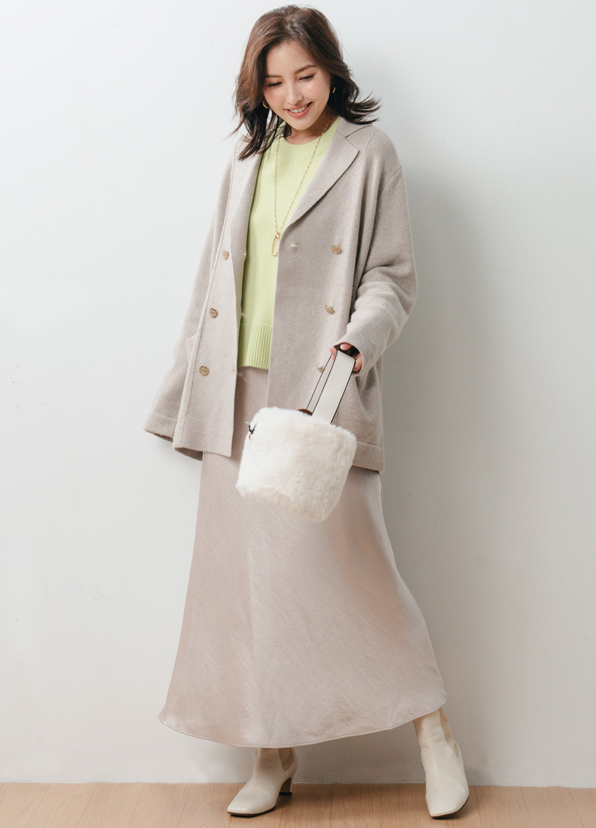 CASHMERE寬邊圓領粗針織衫